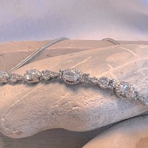 White Topaz Station bolo bracelet STAINLESS STEEL